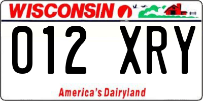 WI license plate 012XRY