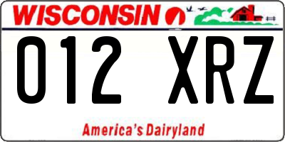 WI license plate 012XRZ