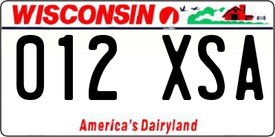 WI license plate 012XSA