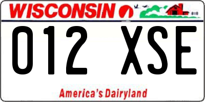 WI license plate 012XSE