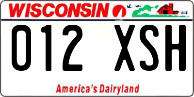 WI license plate 012XSH