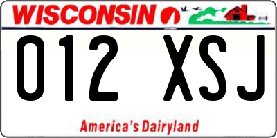WI license plate 012XSJ