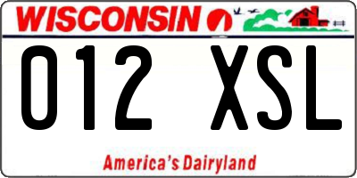 WI license plate 012XSL