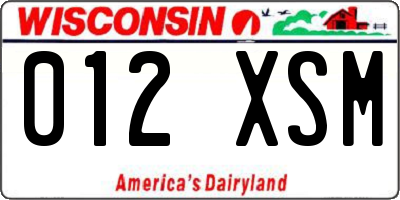 WI license plate 012XSM