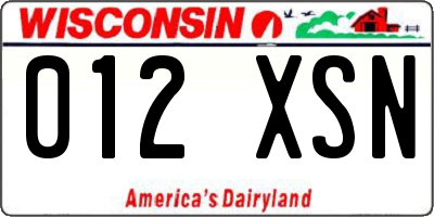 WI license plate 012XSN