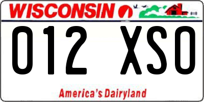 WI license plate 012XSO