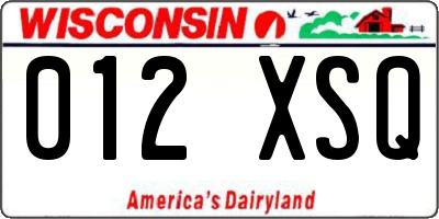 WI license plate 012XSQ