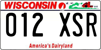 WI license plate 012XSR