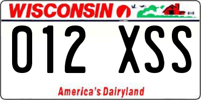 WI license plate 012XSS