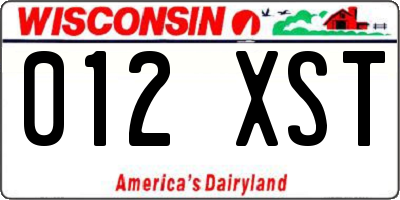 WI license plate 012XST