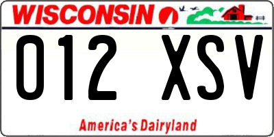 WI license plate 012XSV