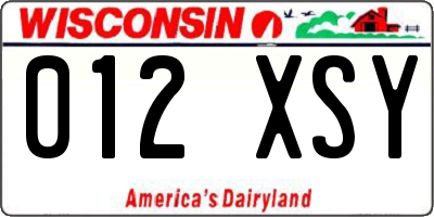 WI license plate 012XSY