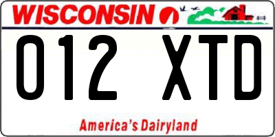 WI license plate 012XTD