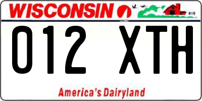 WI license plate 012XTH