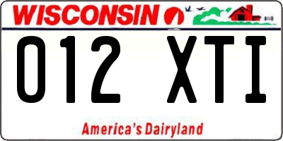 WI license plate 012XTI