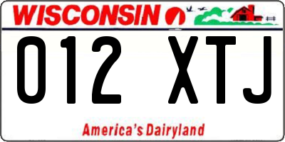 WI license plate 012XTJ