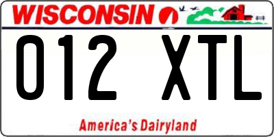 WI license plate 012XTL