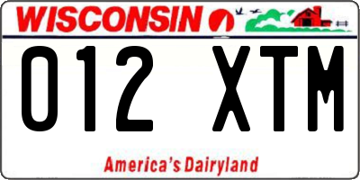 WI license plate 012XTM
