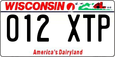 WI license plate 012XTP
