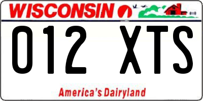 WI license plate 012XTS