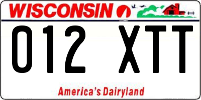 WI license plate 012XTT