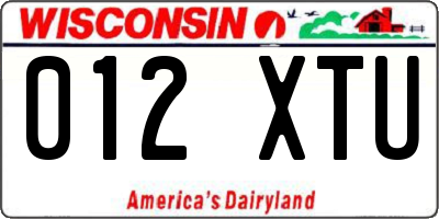 WI license plate 012XTU