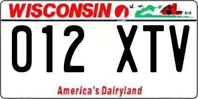WI license plate 012XTV