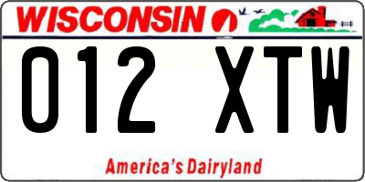 WI license plate 012XTW