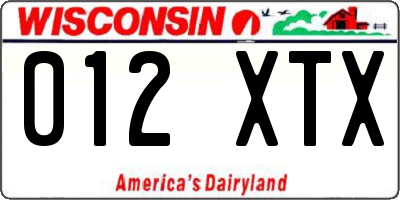 WI license plate 012XTX