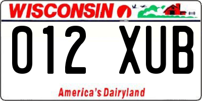 WI license plate 012XUB
