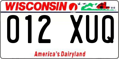 WI license plate 012XUQ