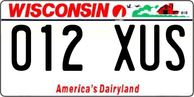 WI license plate 012XUS