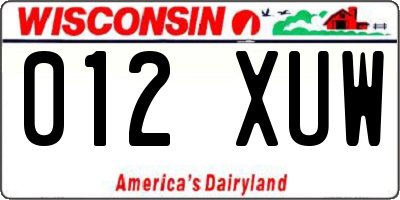 WI license plate 012XUW