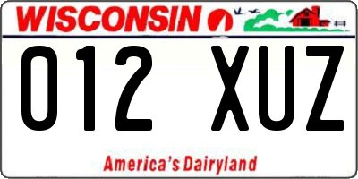 WI license plate 012XUZ