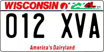 WI license plate 012XVA