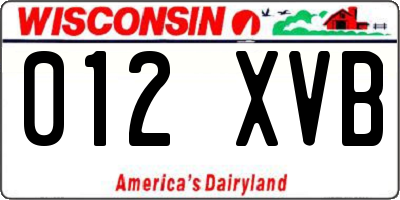 WI license plate 012XVB
