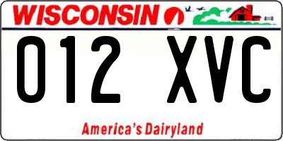 WI license plate 012XVC