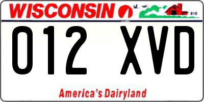 WI license plate 012XVD
