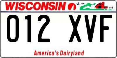 WI license plate 012XVF