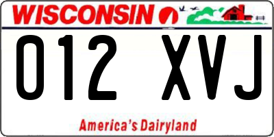 WI license plate 012XVJ