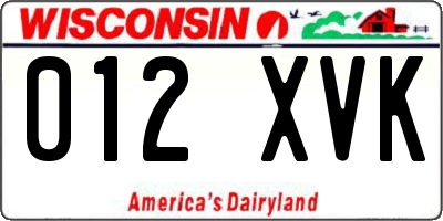 WI license plate 012XVK