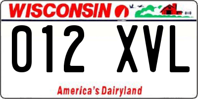 WI license plate 012XVL