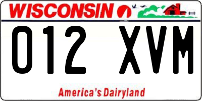 WI license plate 012XVM