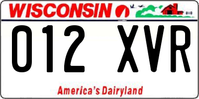 WI license plate 012XVR