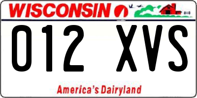 WI license plate 012XVS