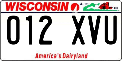 WI license plate 012XVU