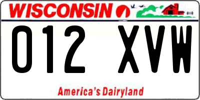 WI license plate 012XVW