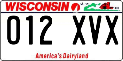 WI license plate 012XVX