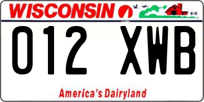 WI license plate 012XWB