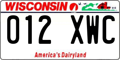 WI license plate 012XWC